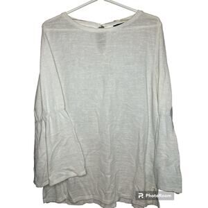 Sanctuary Long Flowy Bell Sleeves Keyhole Detail White Tunic Blouse Size L